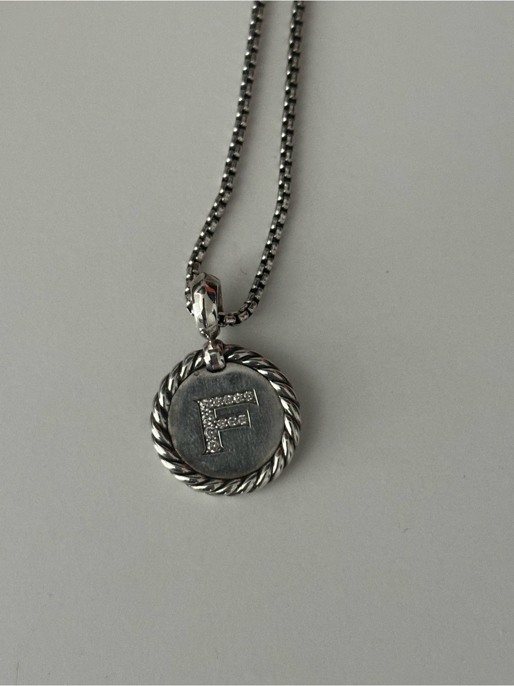 Sterling Silver 'F' Initial Pendant Necklace